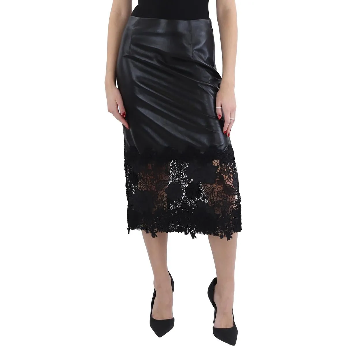 Generation Love Womens Midi Lace Pencil Skirt