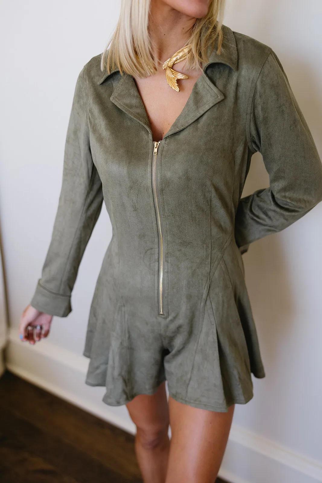 Georgie Romper - Olive