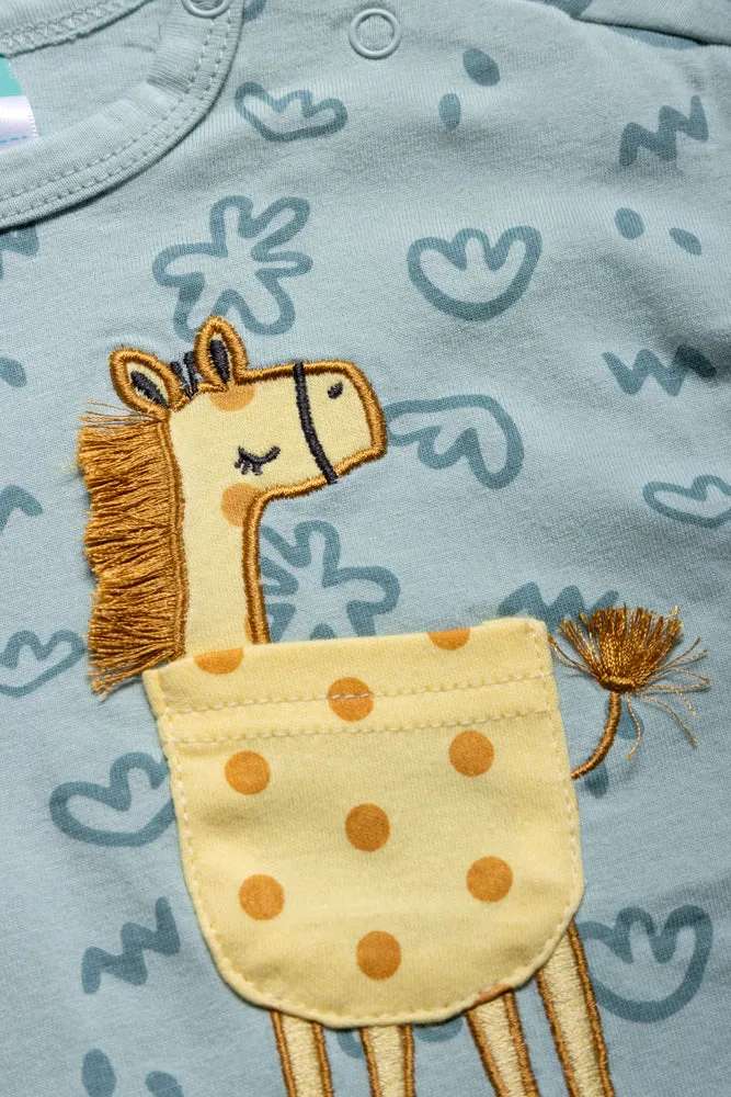 Giraffe Romper Set Green