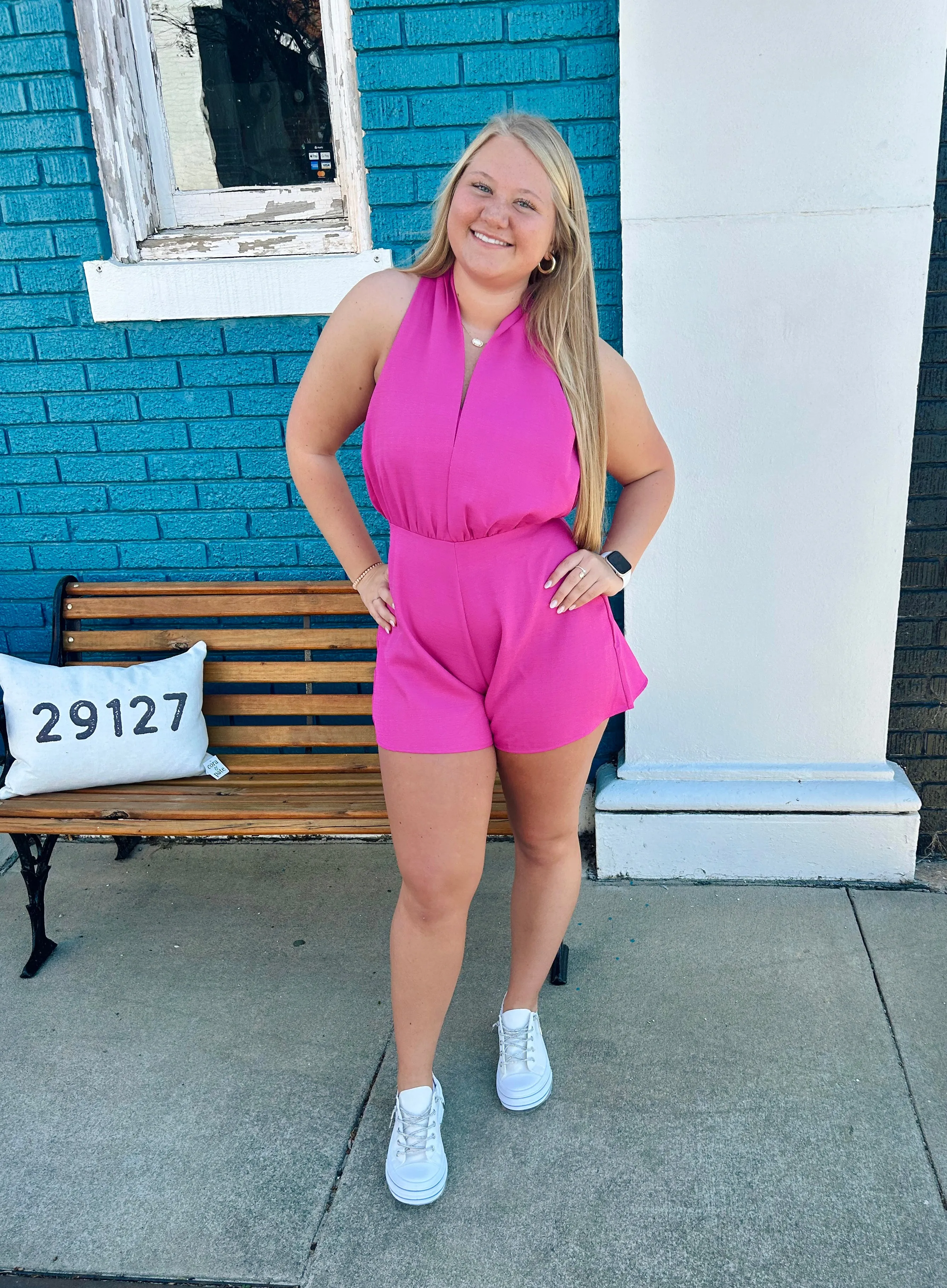 GLAM Magenta Halter Romper