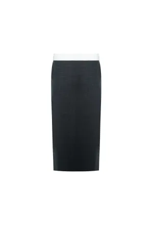 Glasgow Pencil Back Slit Polycotton Midi Skirt