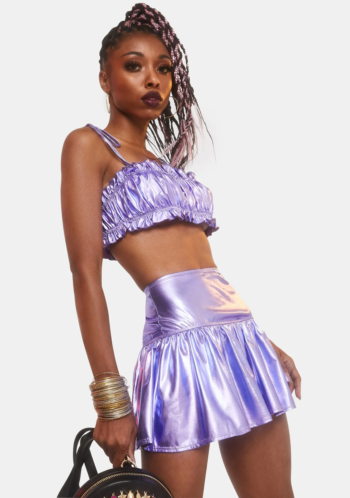 Goddess Hour Metallic Skirt Set