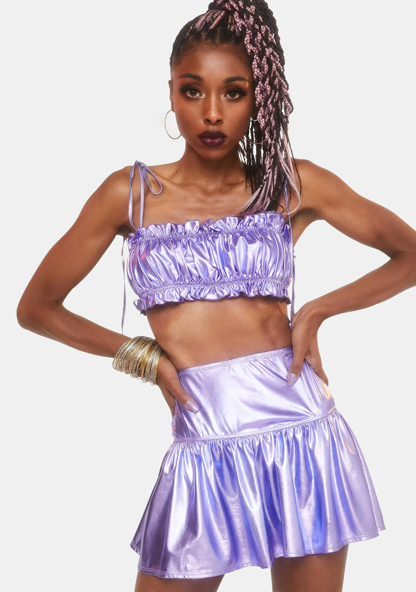 Goddess Hour Metallic Skirt Set