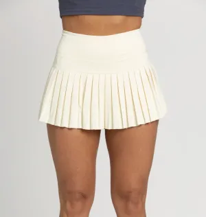 Gold Hinge Pleated Tennis Skirt Pale Yellow