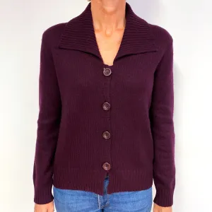 Grape Purple Cashmere Collared Cardigan Medium