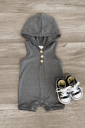 Gray Hooded Baby Romper