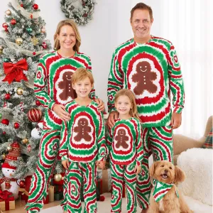 Green and Red Tie Dye Gingerbread Family Pajamas Christmas