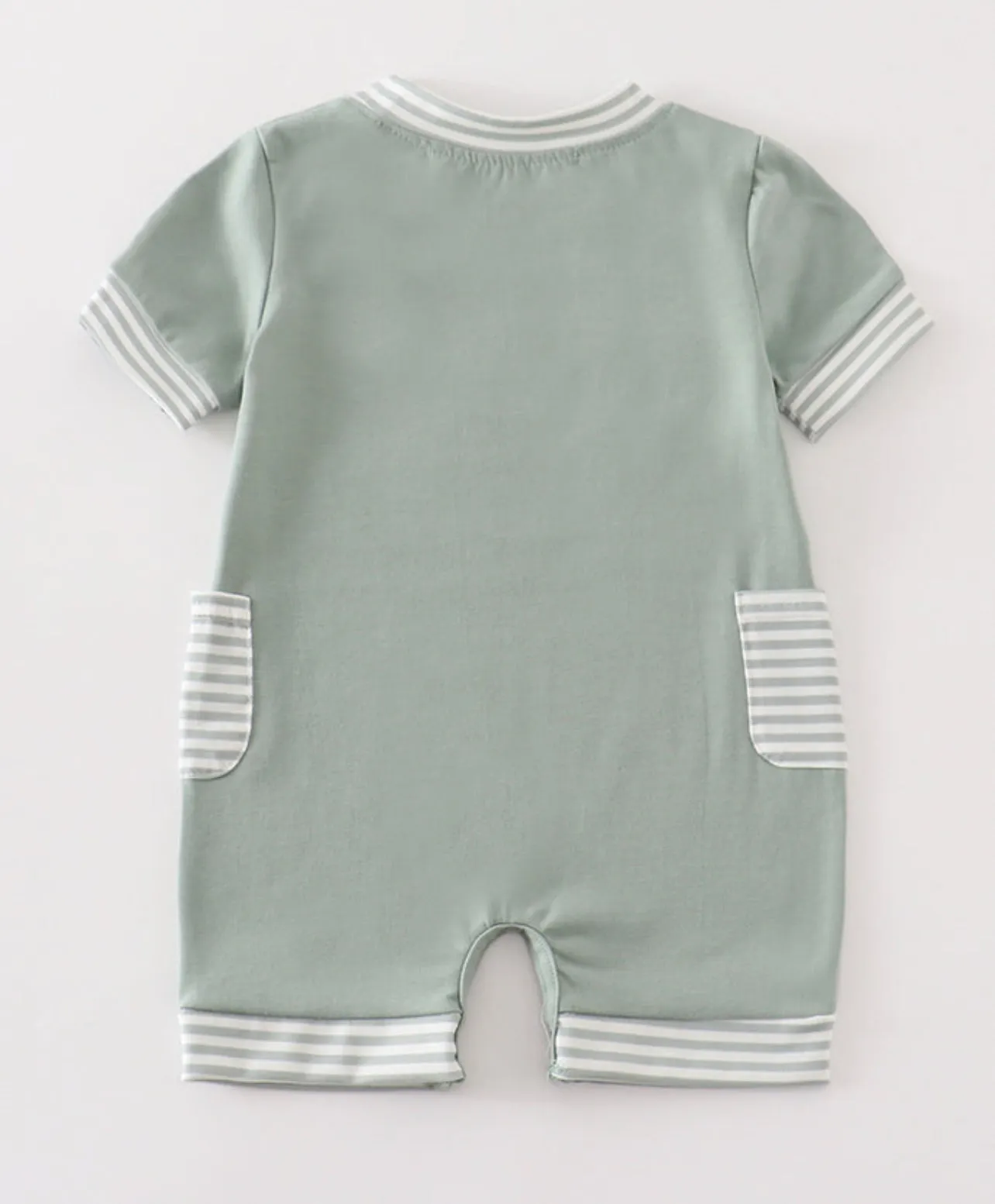 Green duck applique boy romper