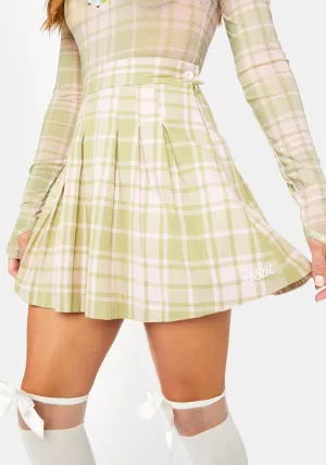 Green My Way Plaid Skirt