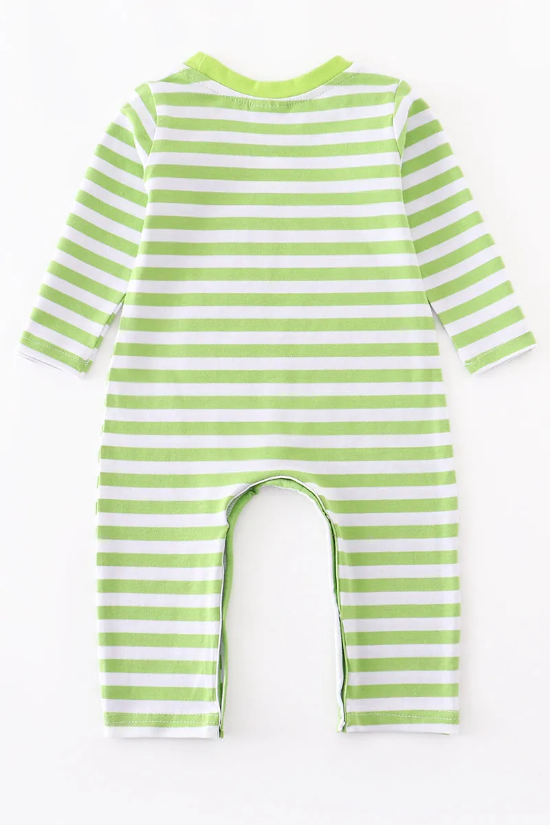 Green Stripe Clover Romper