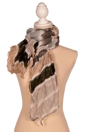 Grey Crinkle Stripe Scarf