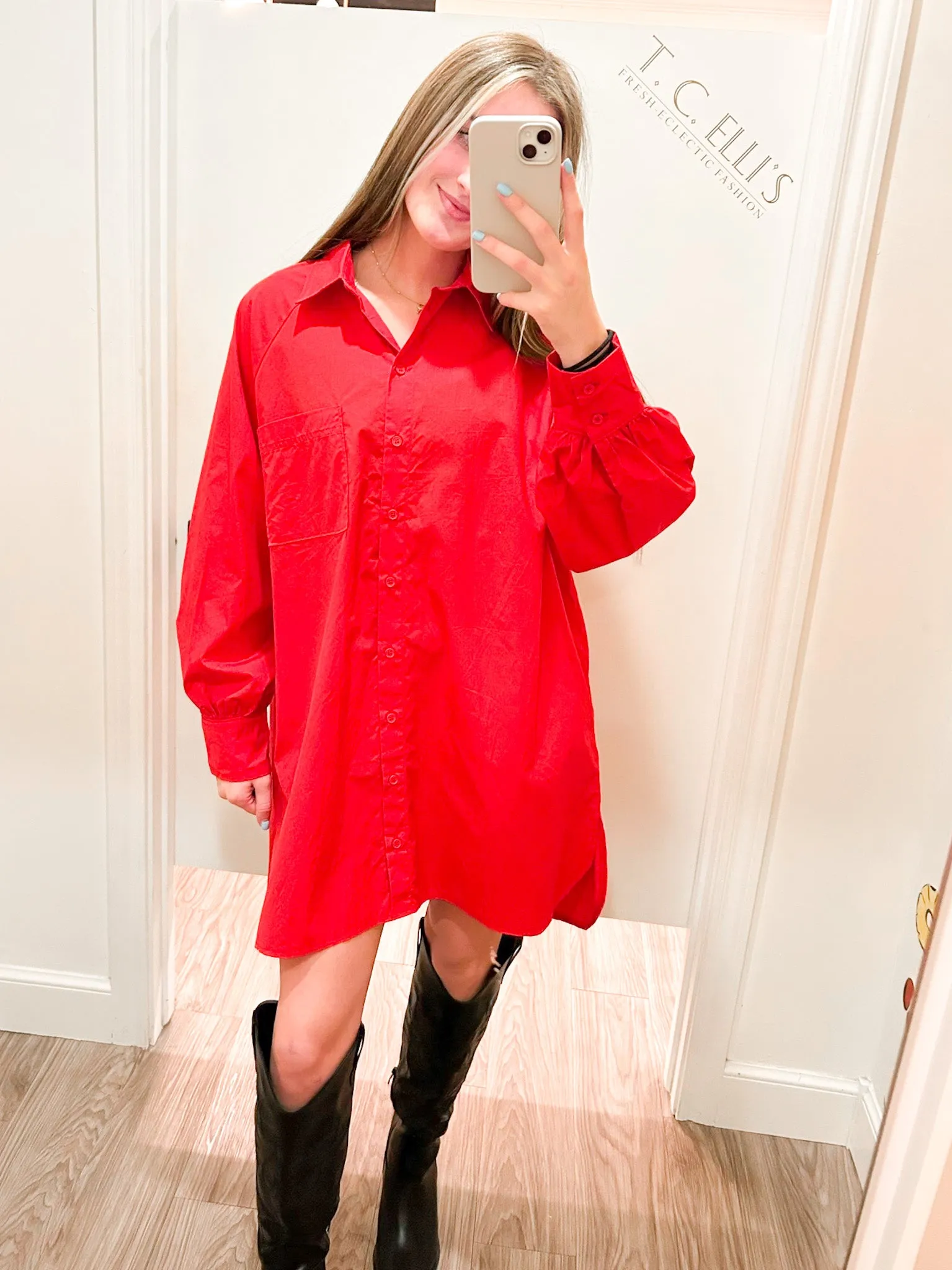 Guns Up Mini Shirt Dress