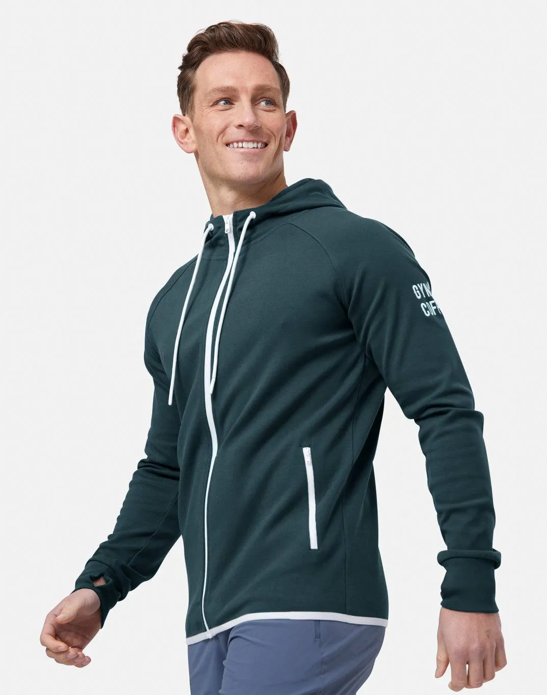 Gym Coffee Chill Zip Hoodie (Mens) - Moss Green