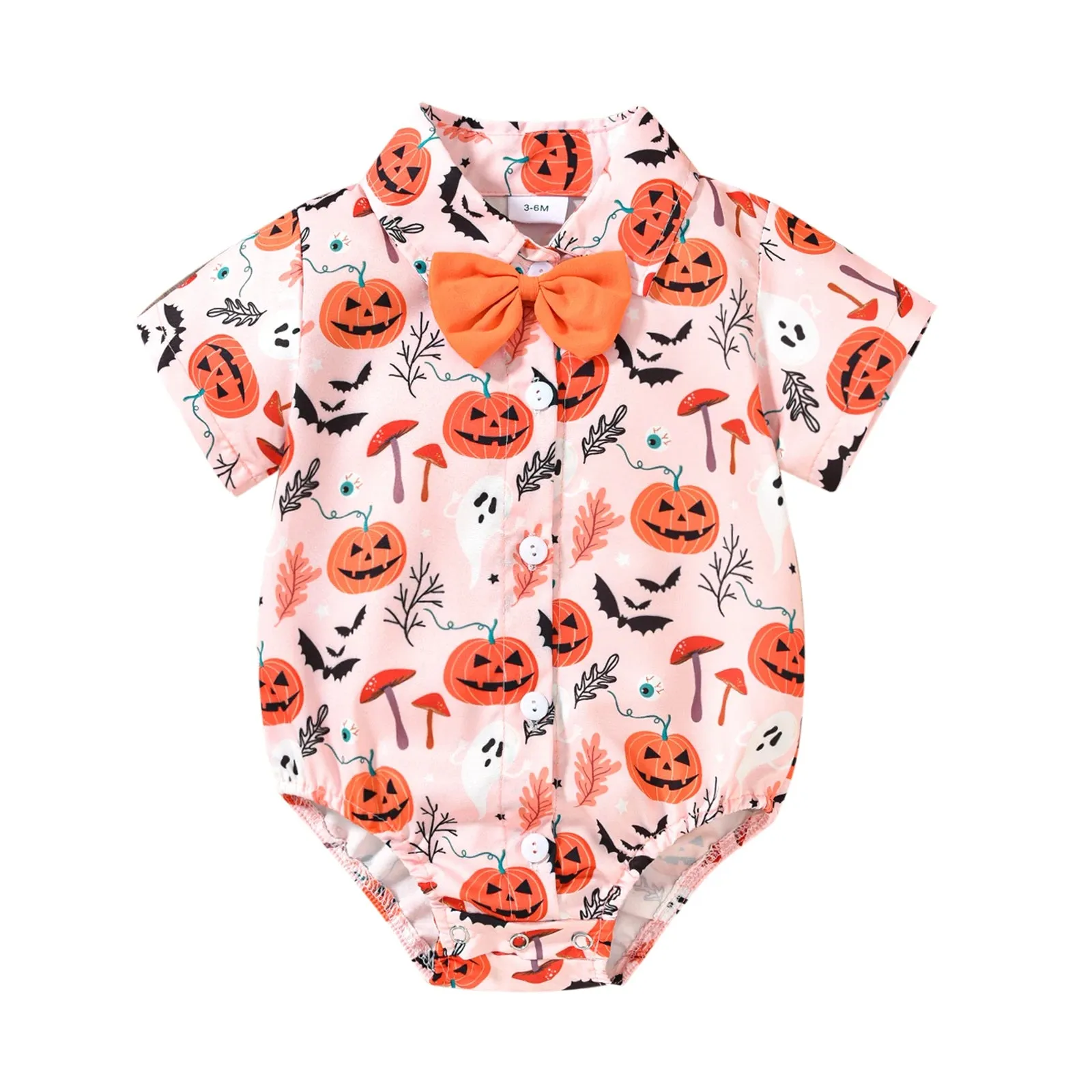 Halloween Toddler Infant Newborn Baby Boy Romper Pumpkin Ghost Print Jumpsuit Little Gentleman Costumes Clothing 3-18M