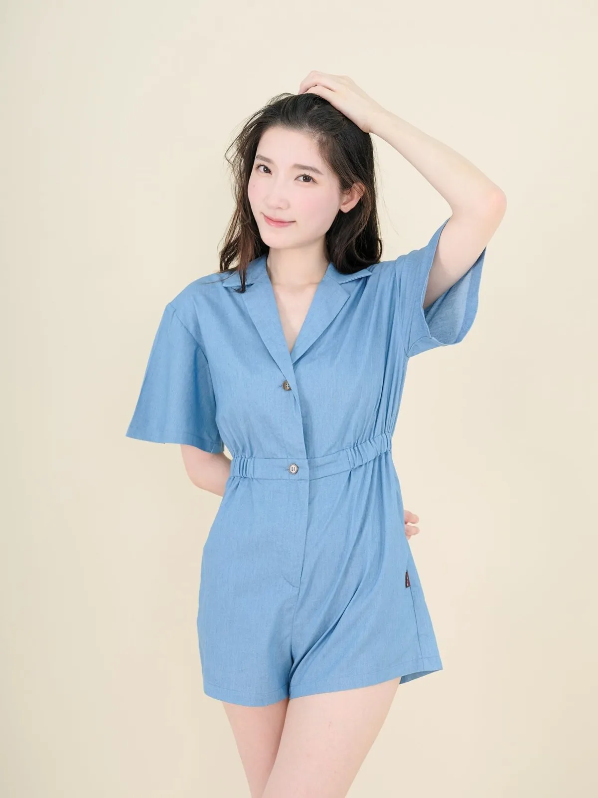 Hanna Classic Elasticated Romper DENIM*