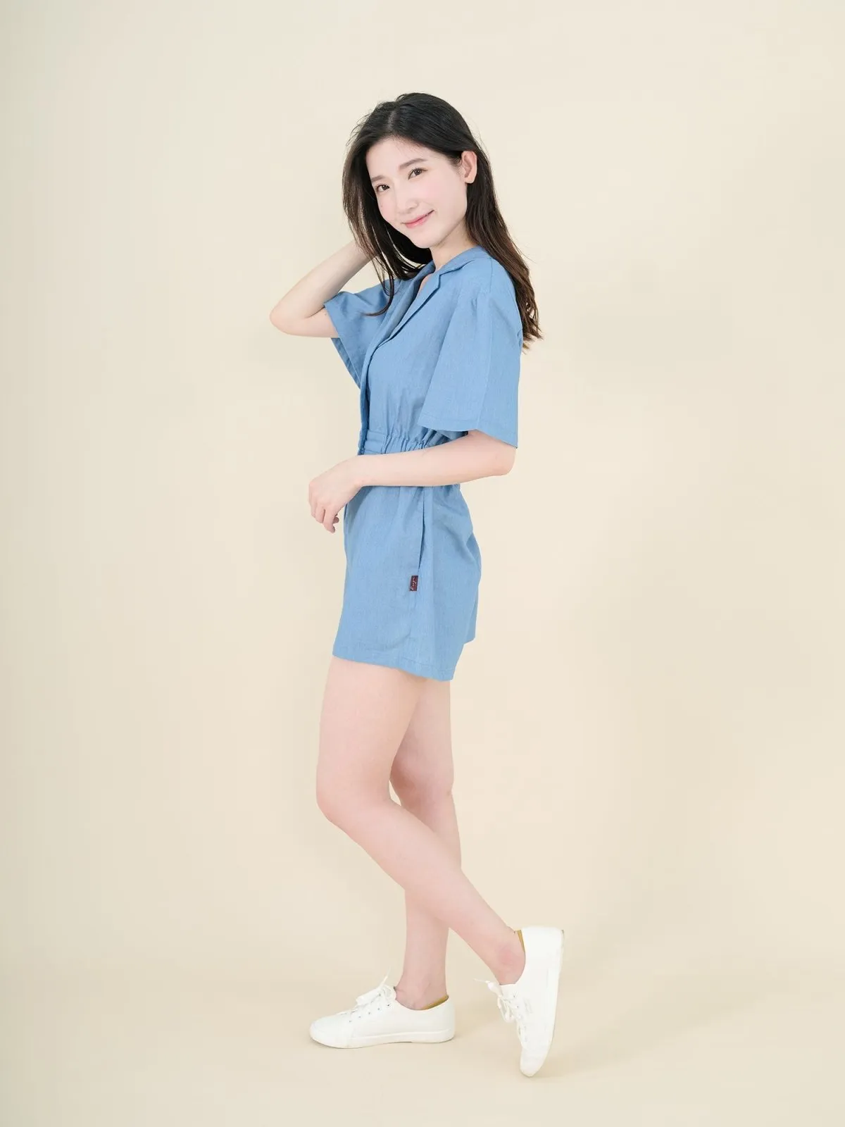 Hanna Classic Elasticated Romper DENIM*