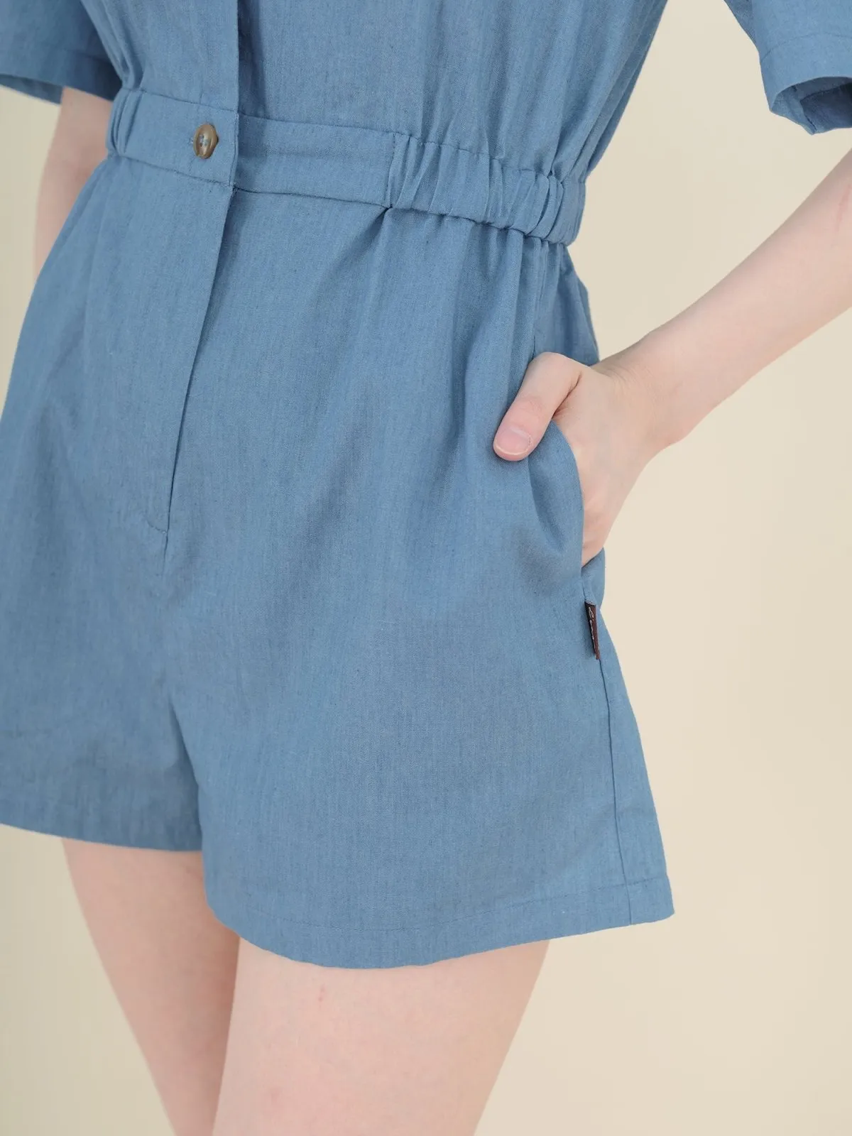 Hanna Classic Elasticated Romper DENIM*