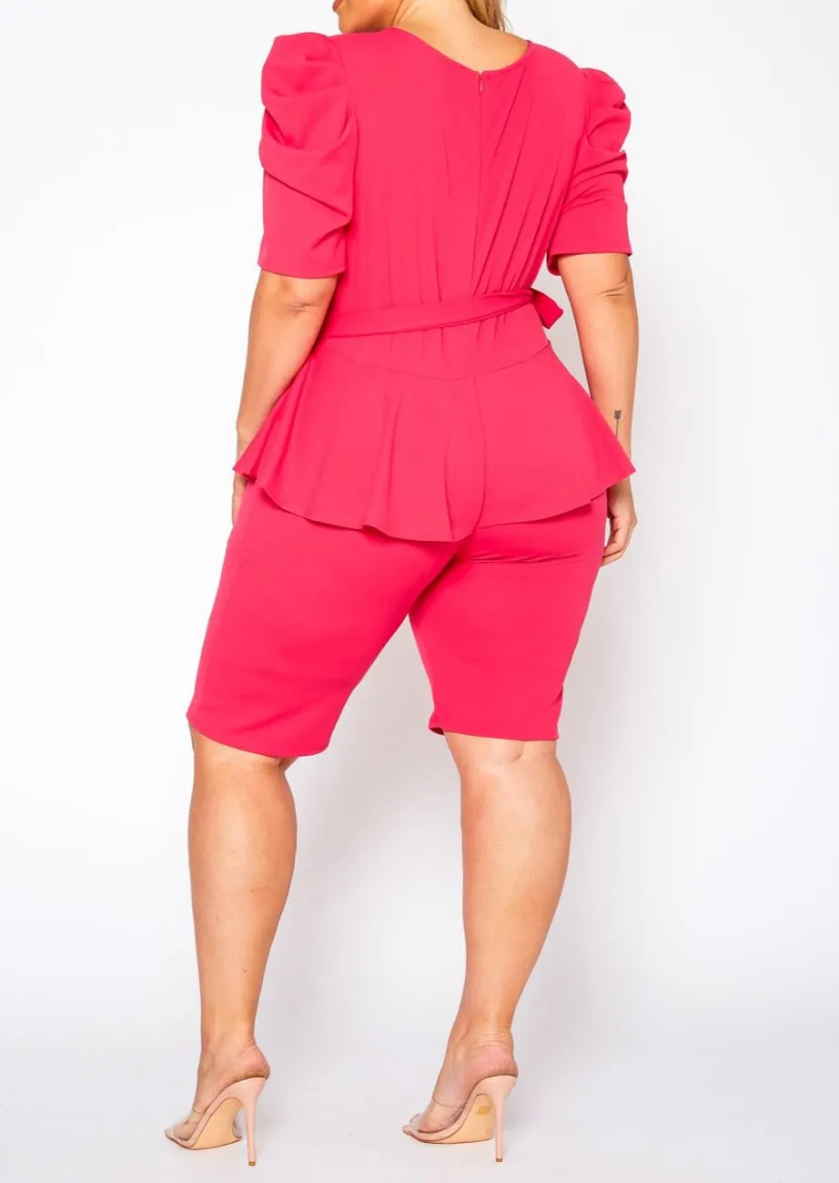 HI Curvy Plus Size Women Peplum Style Trendy Romper