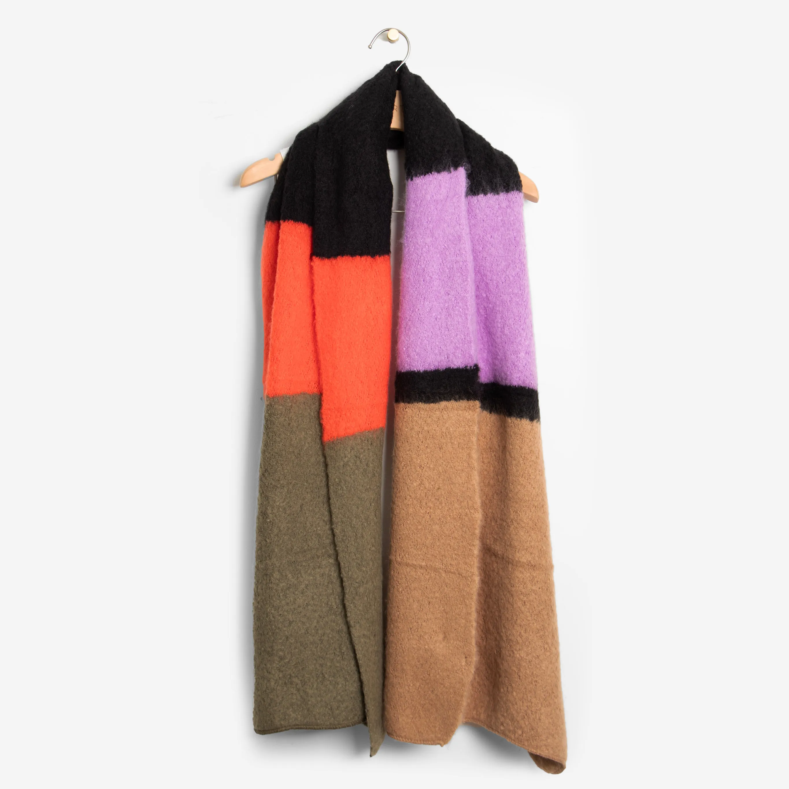 Honor Heavyweight Scarf - Black/Camel, Large Colour Block