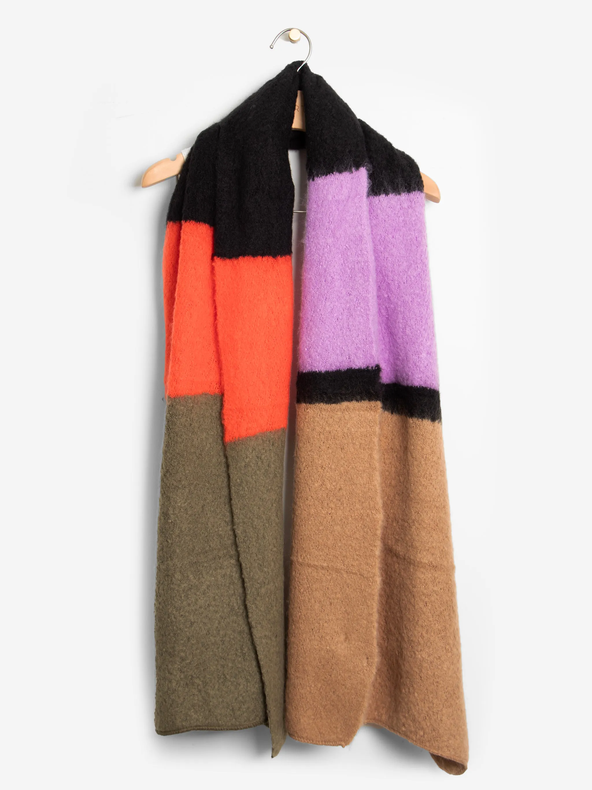 Honor Heavyweight Scarf - Black/Camel, Large Colour Block