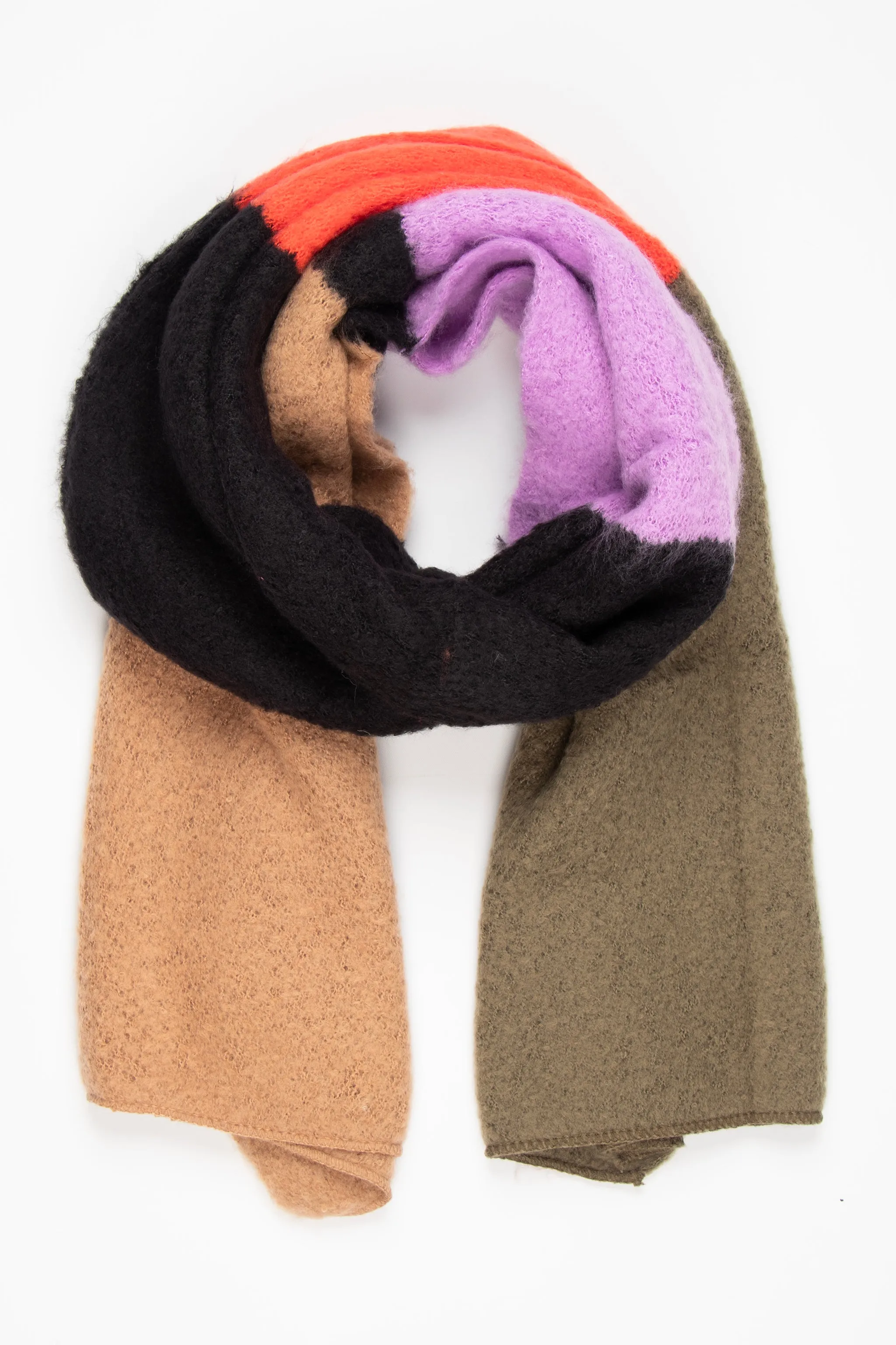 Honor Heavyweight Scarf - Black/Camel, Large Colour Block