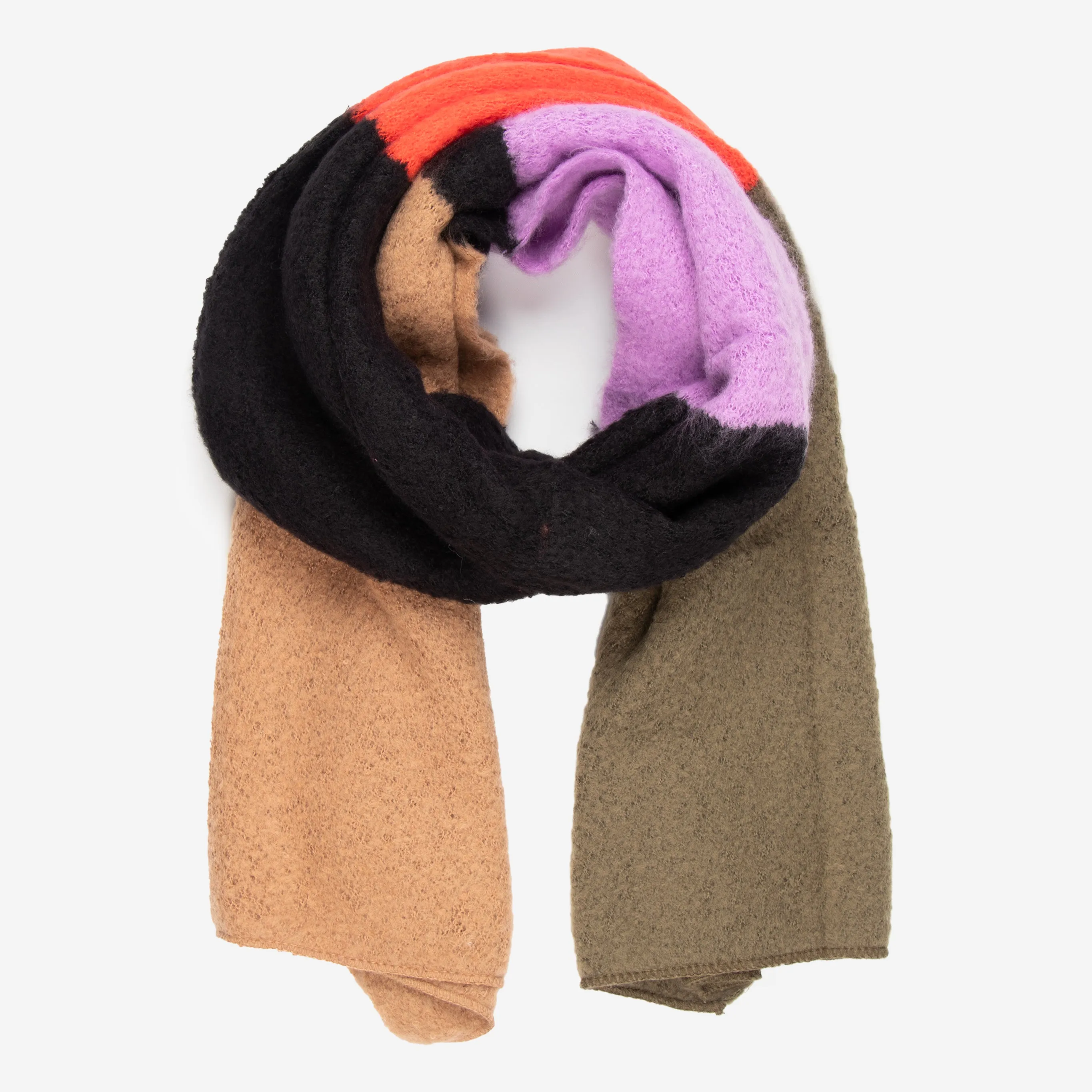 Honor Heavyweight Scarf - Black/Camel, Large Colour Block