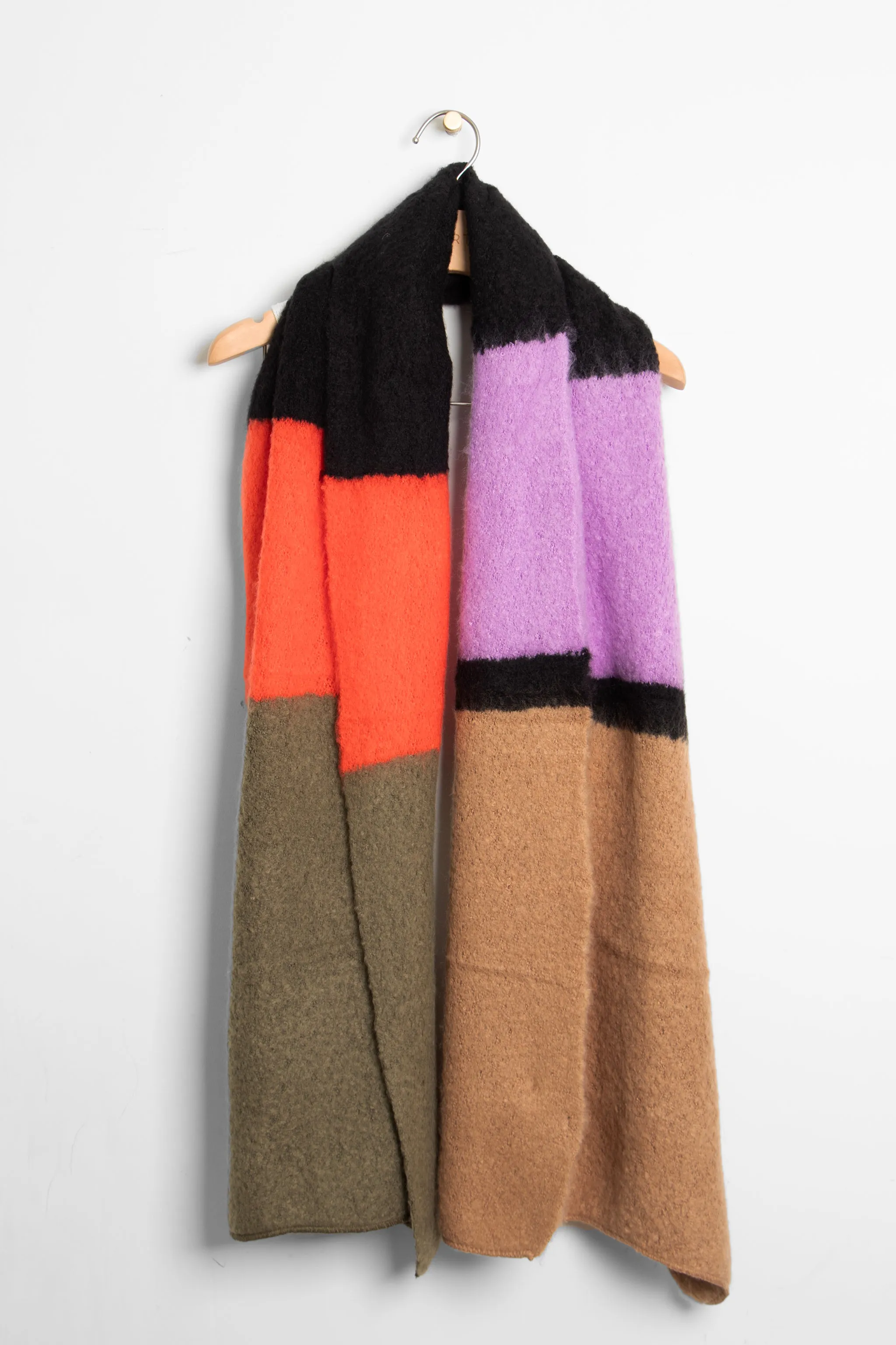 Honor Heavyweight Scarf - Black/Camel, Large Colour Block