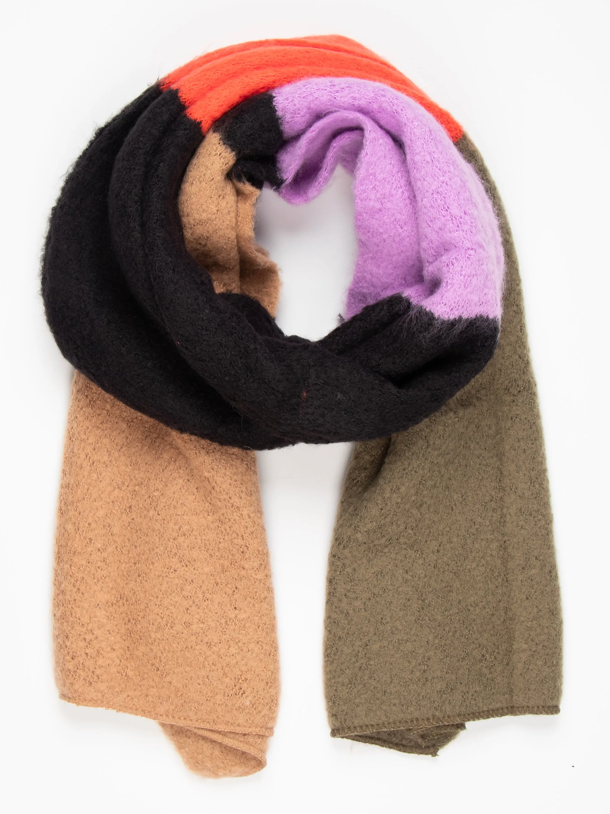 Honor Heavyweight Scarf - Black/Camel, Large Colour Block