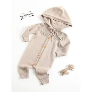 Hooded Crochet New Born Baby Bodysuit Cotton Knitted Infant Romper Wholesale