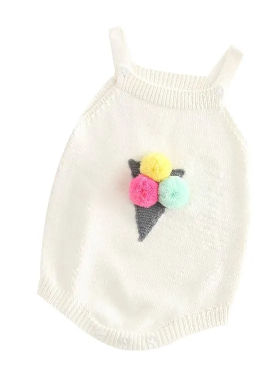 Icecream Cone Crochet Baby Girl Jumpsuits Suspender Knitted Cotton Romper