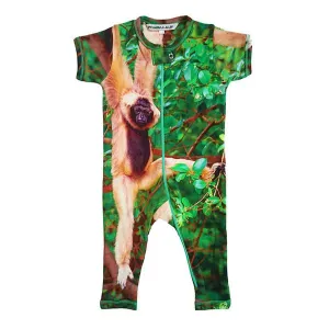 Inchworm Alley Organic Full Leg Romper - Monkey - 3 to 6 Months