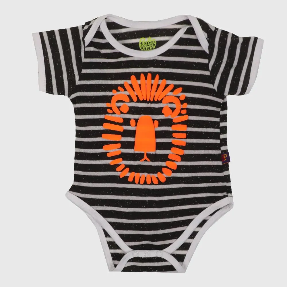 Infant Basic Romper Unisex Lion - BLACK