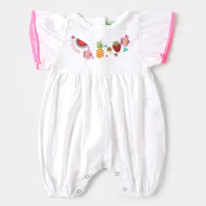 Infant Girls Woven Romper Fruits - Off White