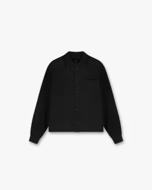 Initial Cropped Dress Shirt - Black