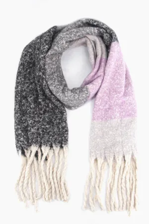 Isa Heavyweight Scarf - Grey, Colour Block