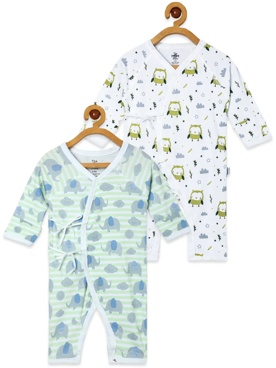 Jabla Style Infant Romper Combo of 2-Jungle Elephant-Sleepless Owl