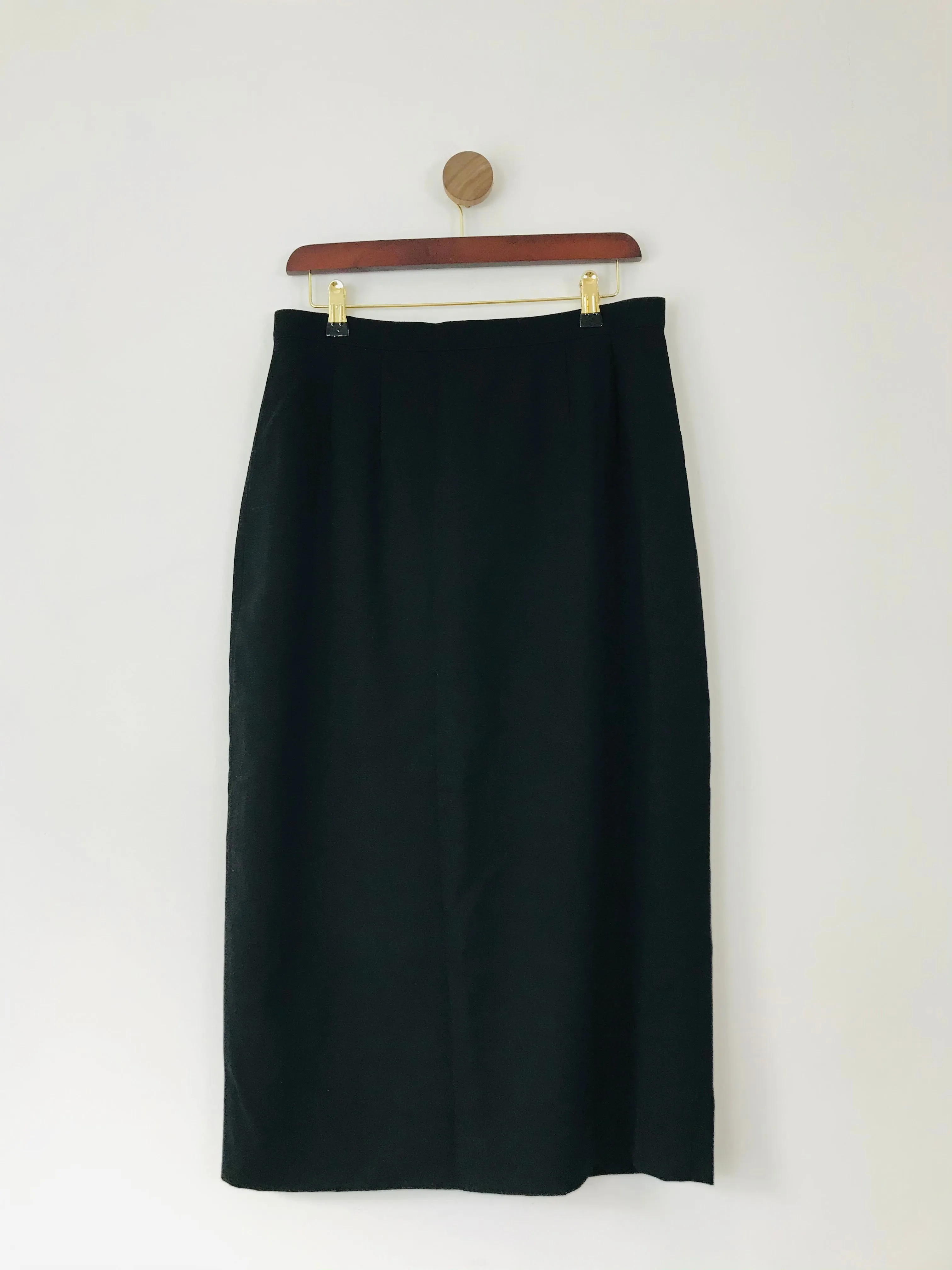 Jaeger Women’s Wool Midi Pencil Skirt | UK16 | Black