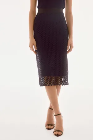 Joseph Ribkoff Signature Guipure Lace Pencil Skirt 251755 - Midnight Blue