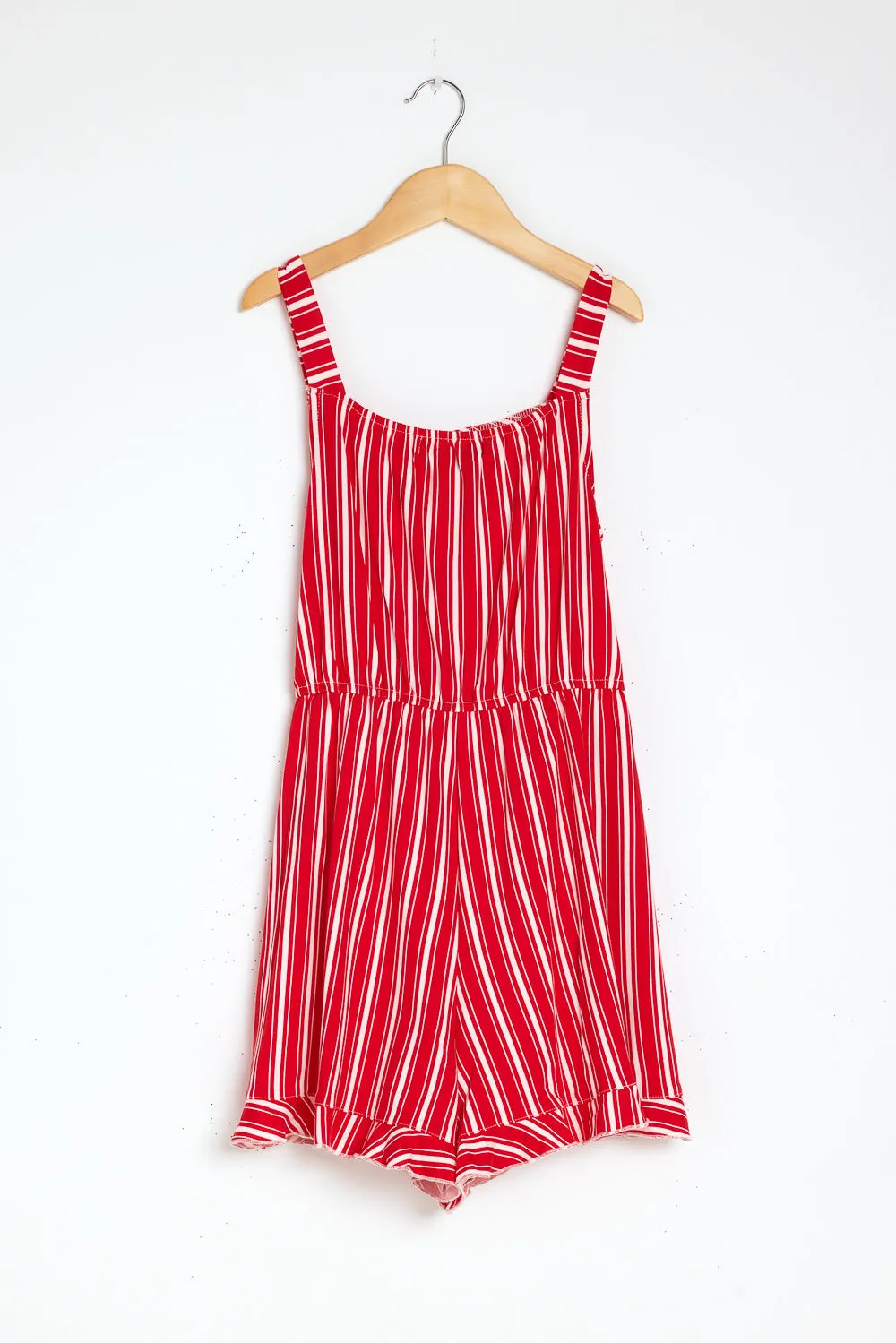 Kids Red White Stripe Knit Romper