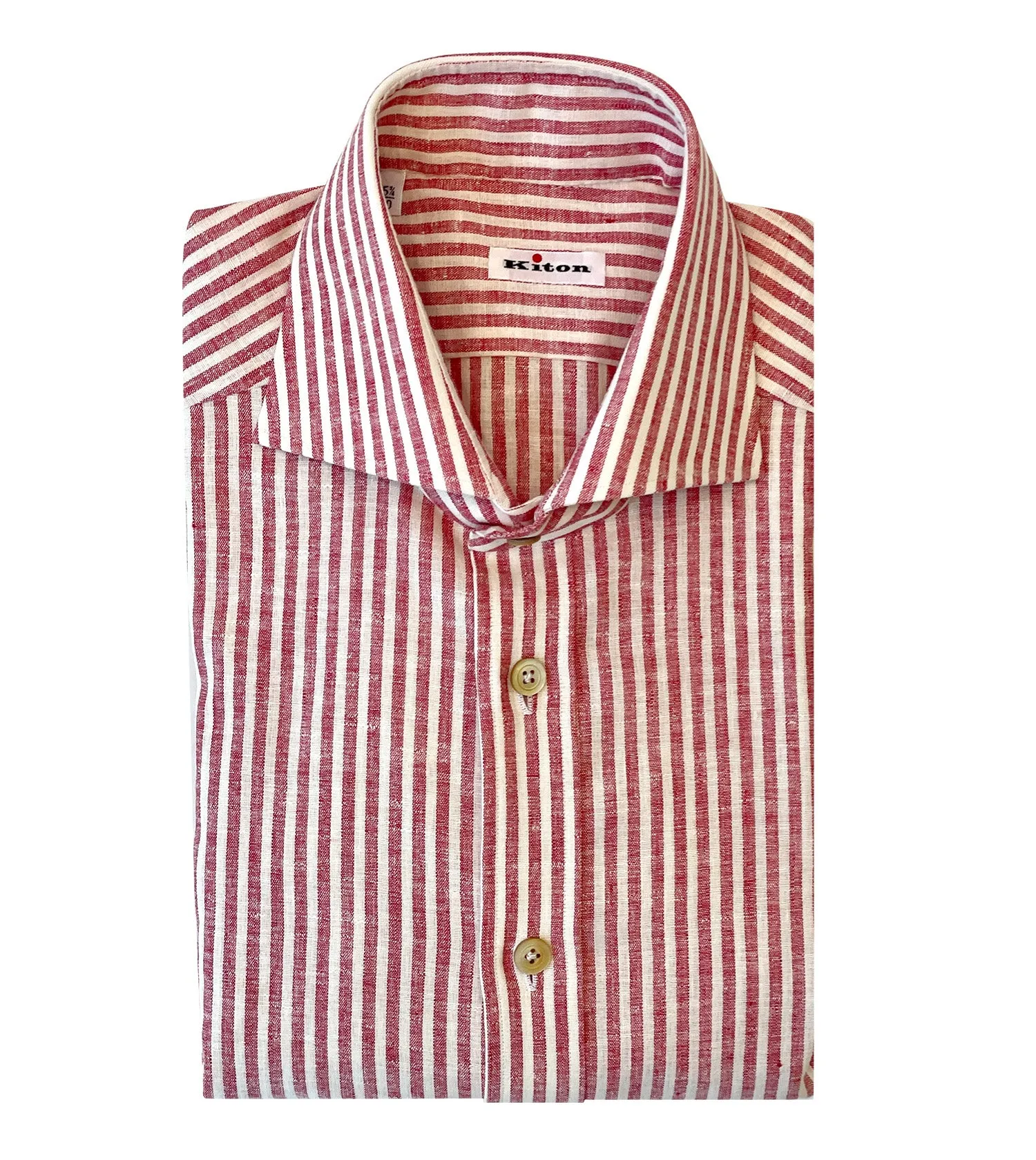 KITON White Red Stripe Sport Shirt