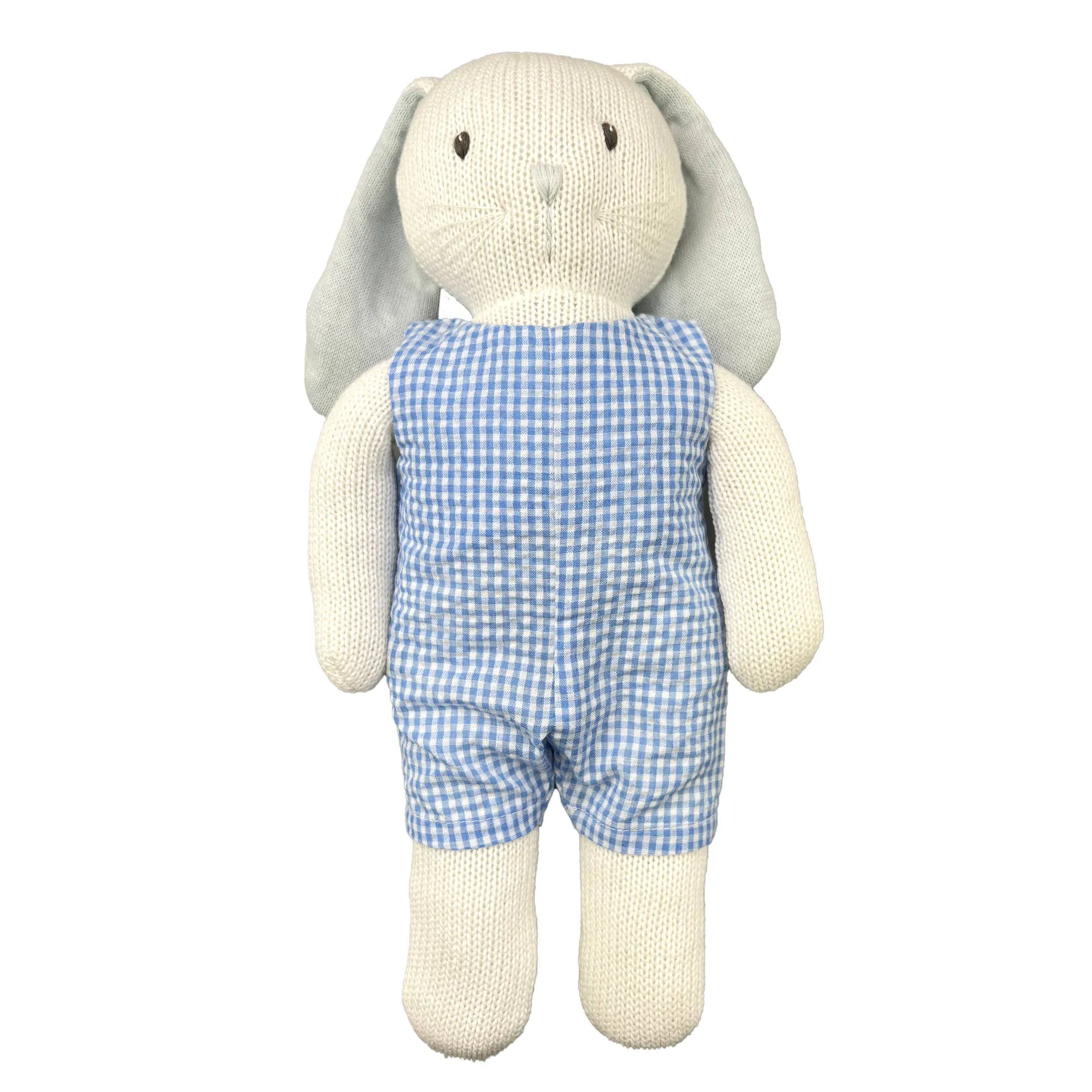 Knit Bunny Doll with Blue Check Romper