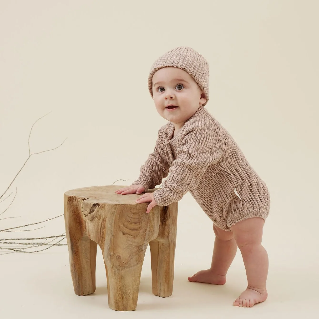 Knit Romper | Mushroom Fleck