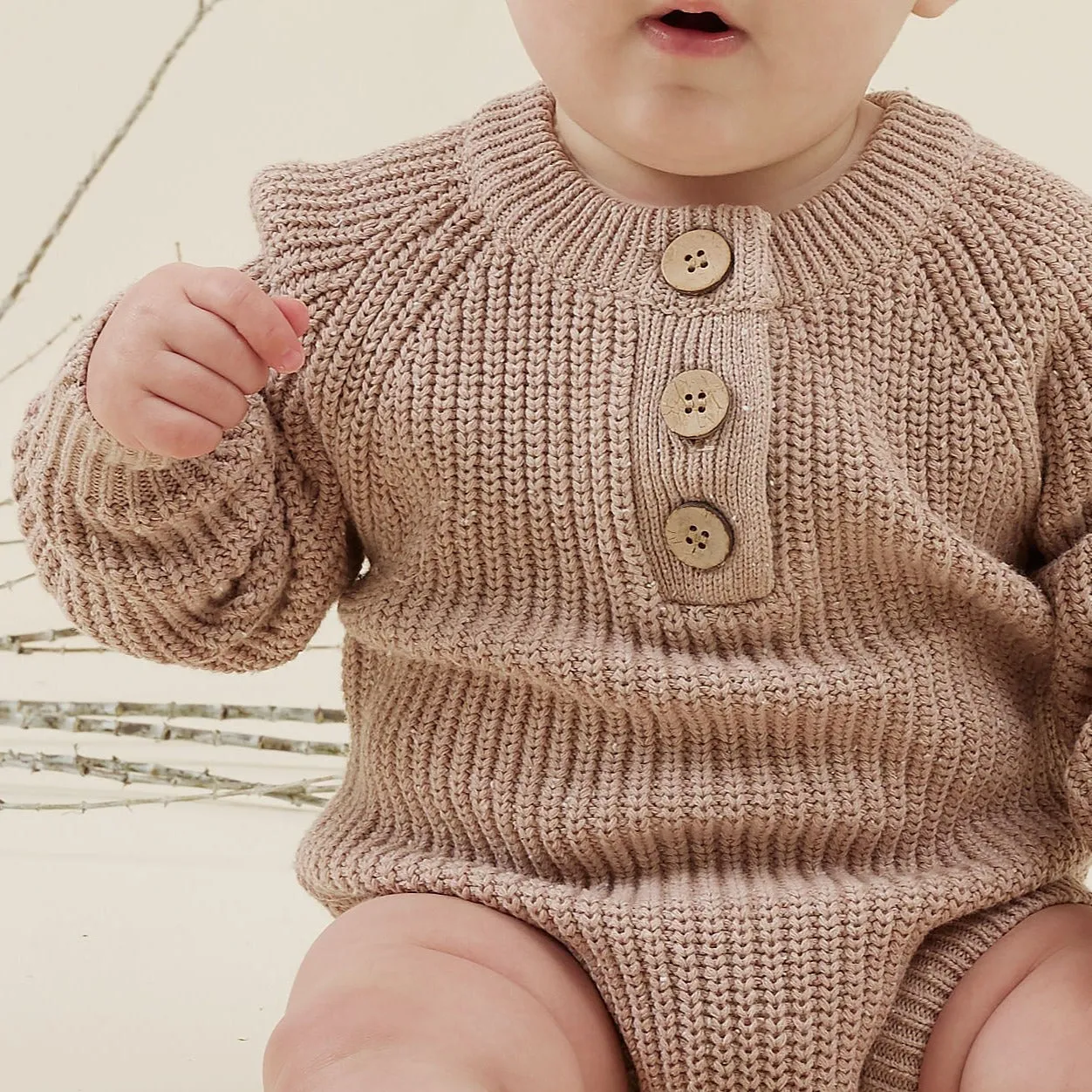 Knit Romper | Mushroom Fleck