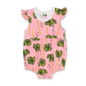 Lala Curio Flutter Sleeve Romper - Dancing Palms Pink