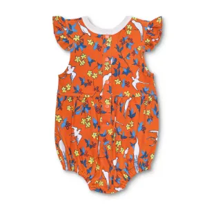 Lala Curio Flutter Sleeve Romper - Enchanted Leaves Orange