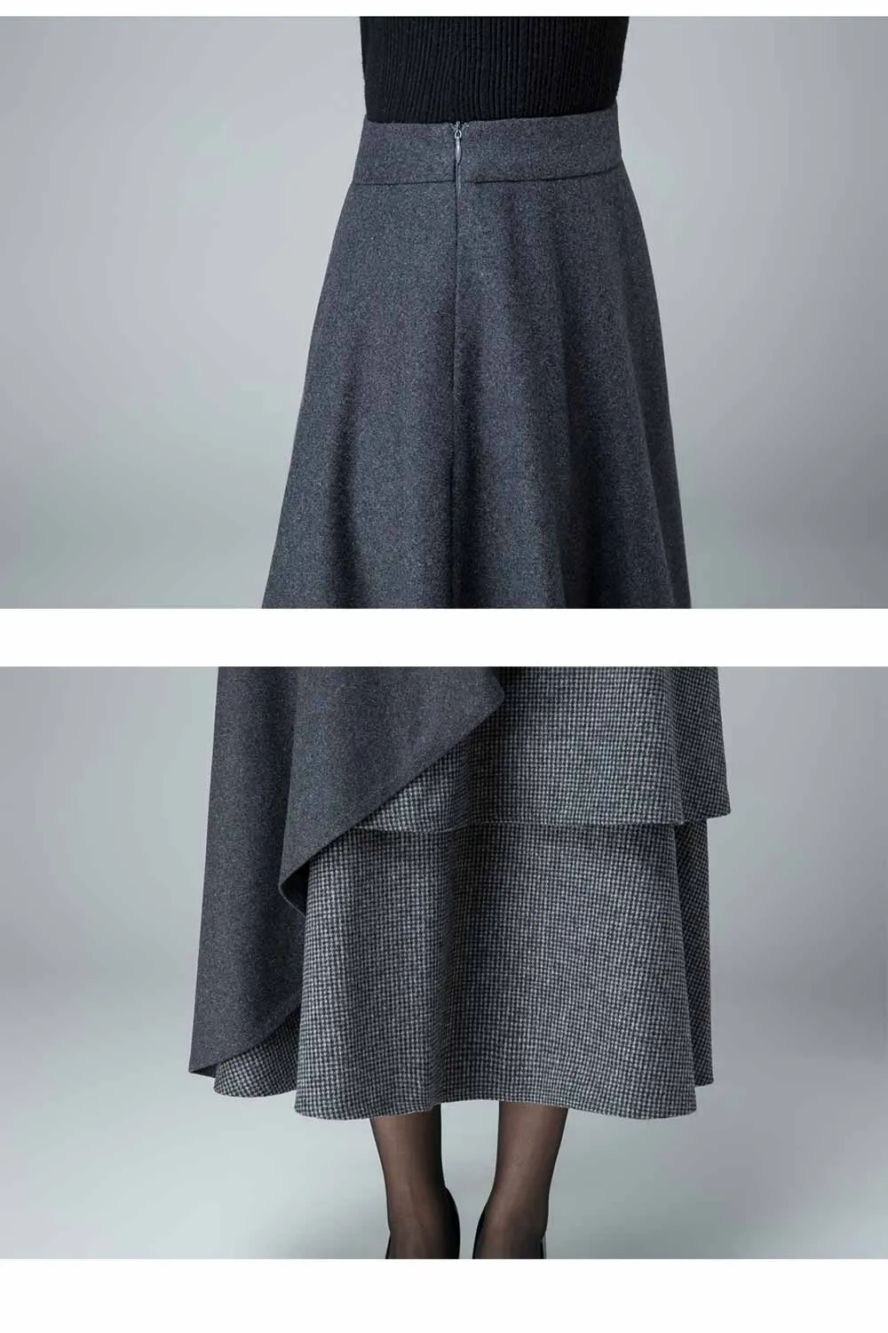 layered maxi wool skirt, Party skirt 5409