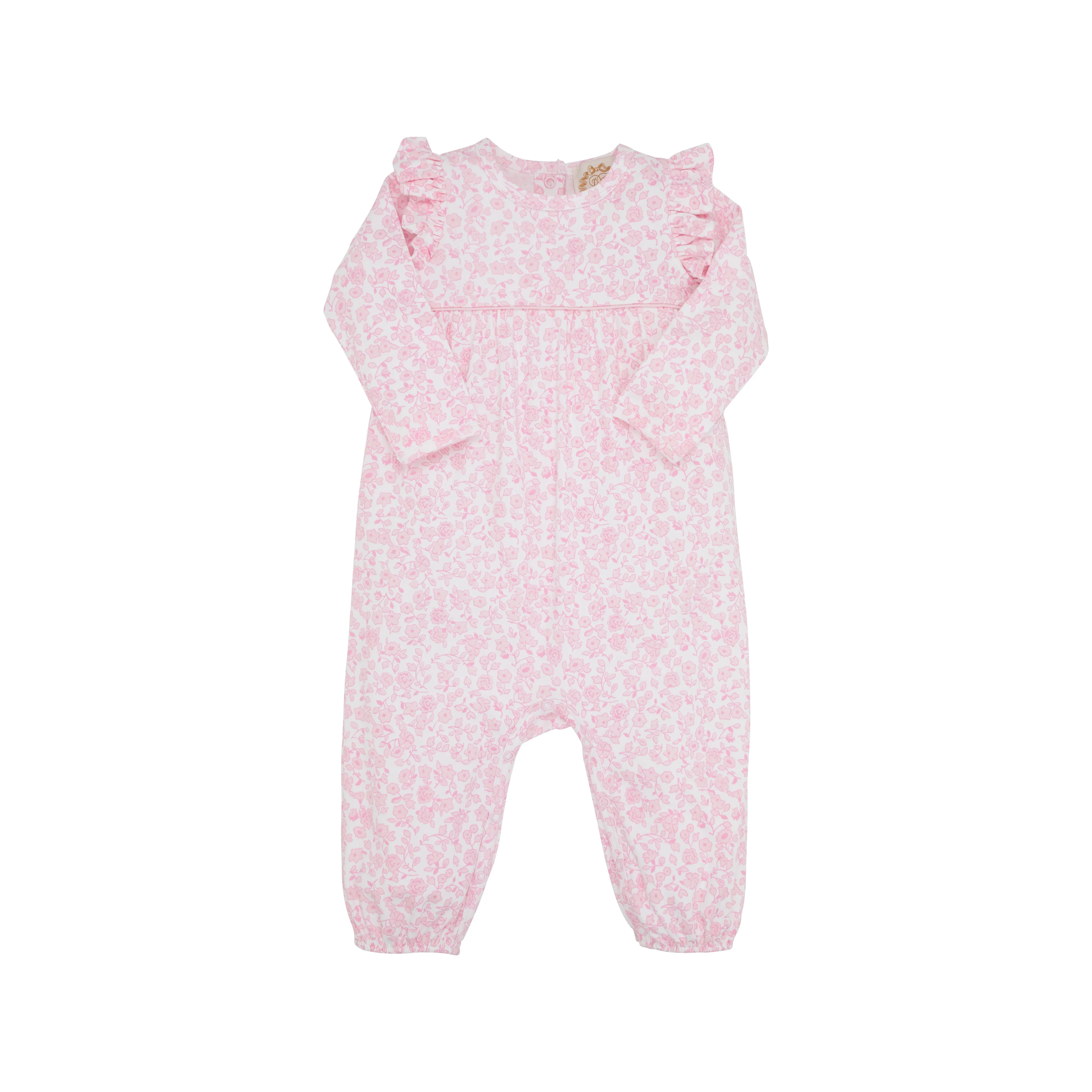 Leigh Ann Angel Sleeve Romper - Greenville Garden with Palm Beach Pink