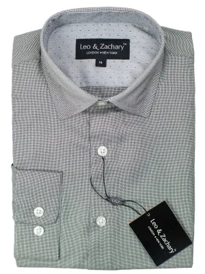 Leo & Zachary 30591 Boy's Sport Shirt- Basket Weave - Grey