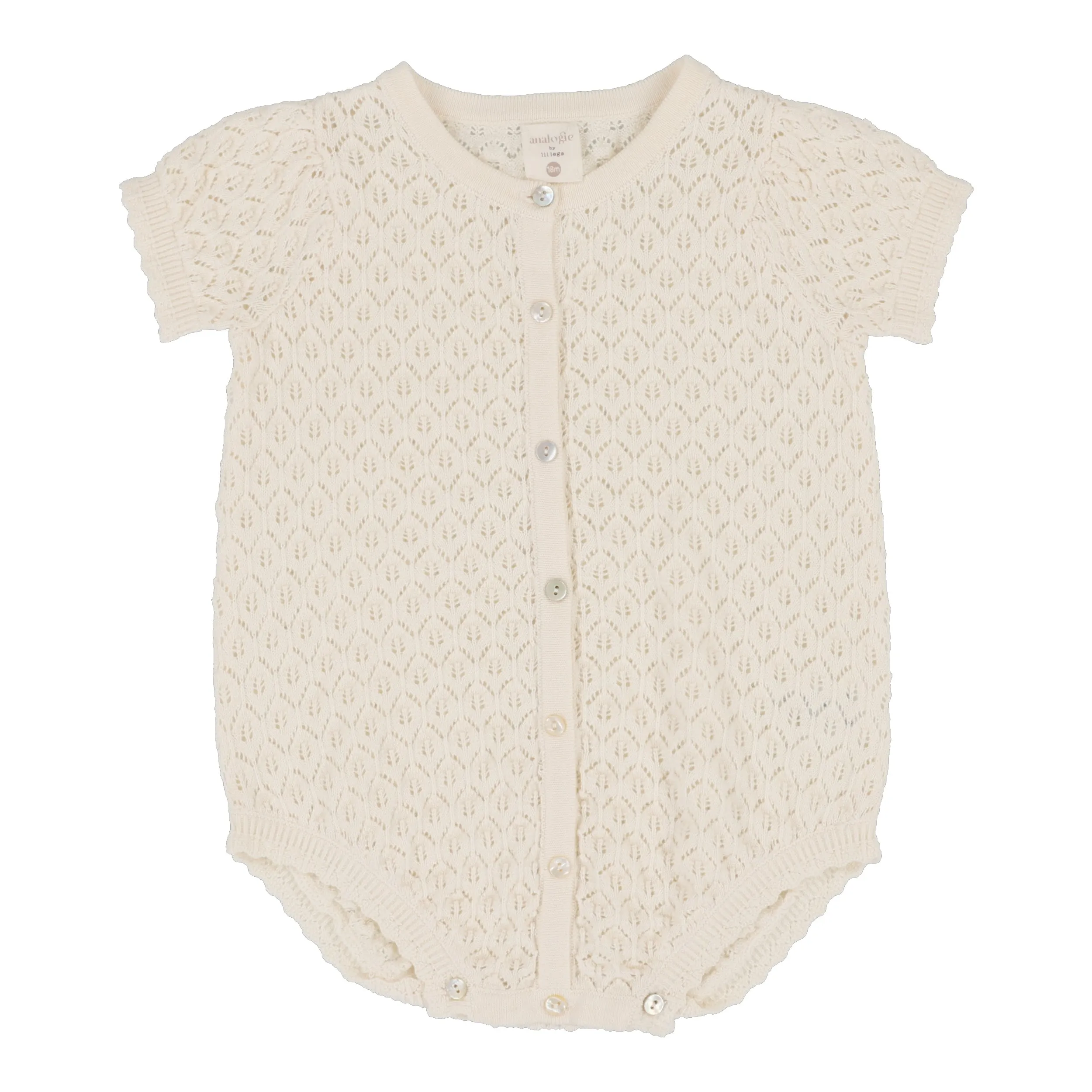 Lil Legs Knit Girls Romper- Natural Ivory