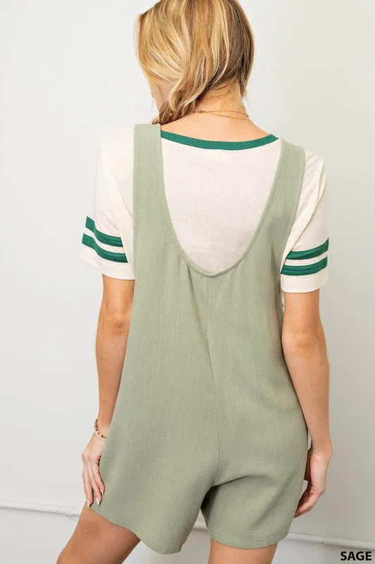 LINEN ROMPER WITH POCKET - Final Sale